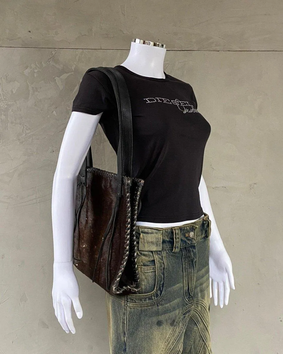 2000'S COWHIDE LEATHER TOTE BAG