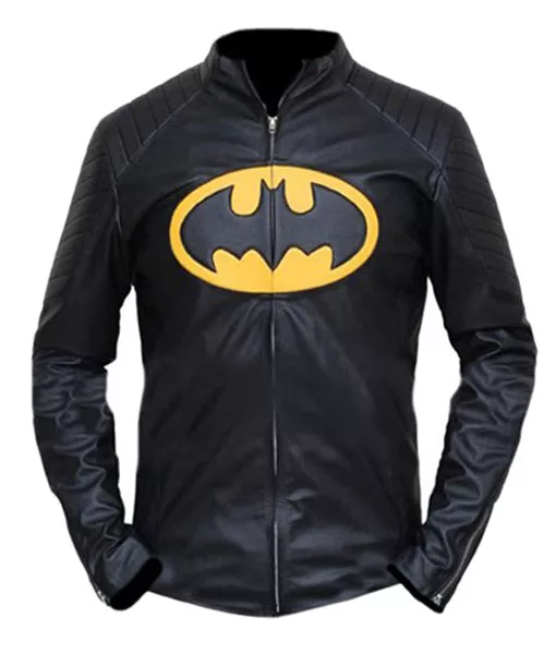 Batgirl 2022 Batman aka Bruce Wayne (Michael Keaton) Leather Jacket with Yellow Bat Logo | TLC