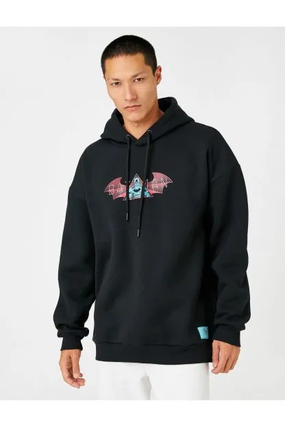 Batman Hooded Oversize Sweatshirt Raised Licensed Printed