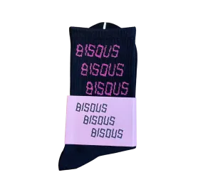 Bisous Skateboards - Bisous x3 Socks - Black w/ Pink-