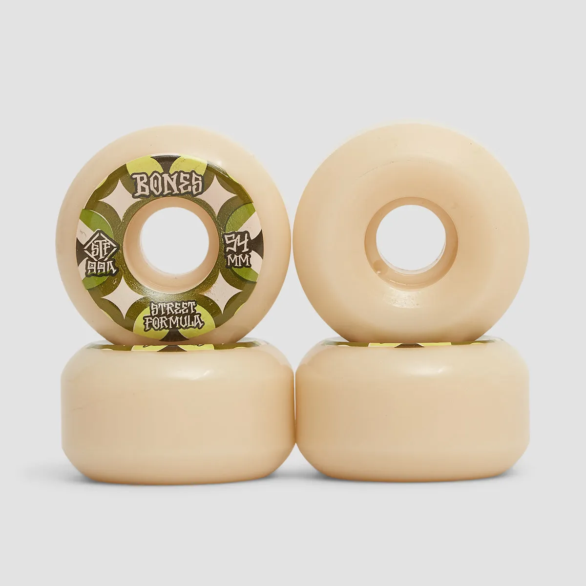 Bones Retros V5 Sidecut 99A STF Skateboard Wheels White 54mm