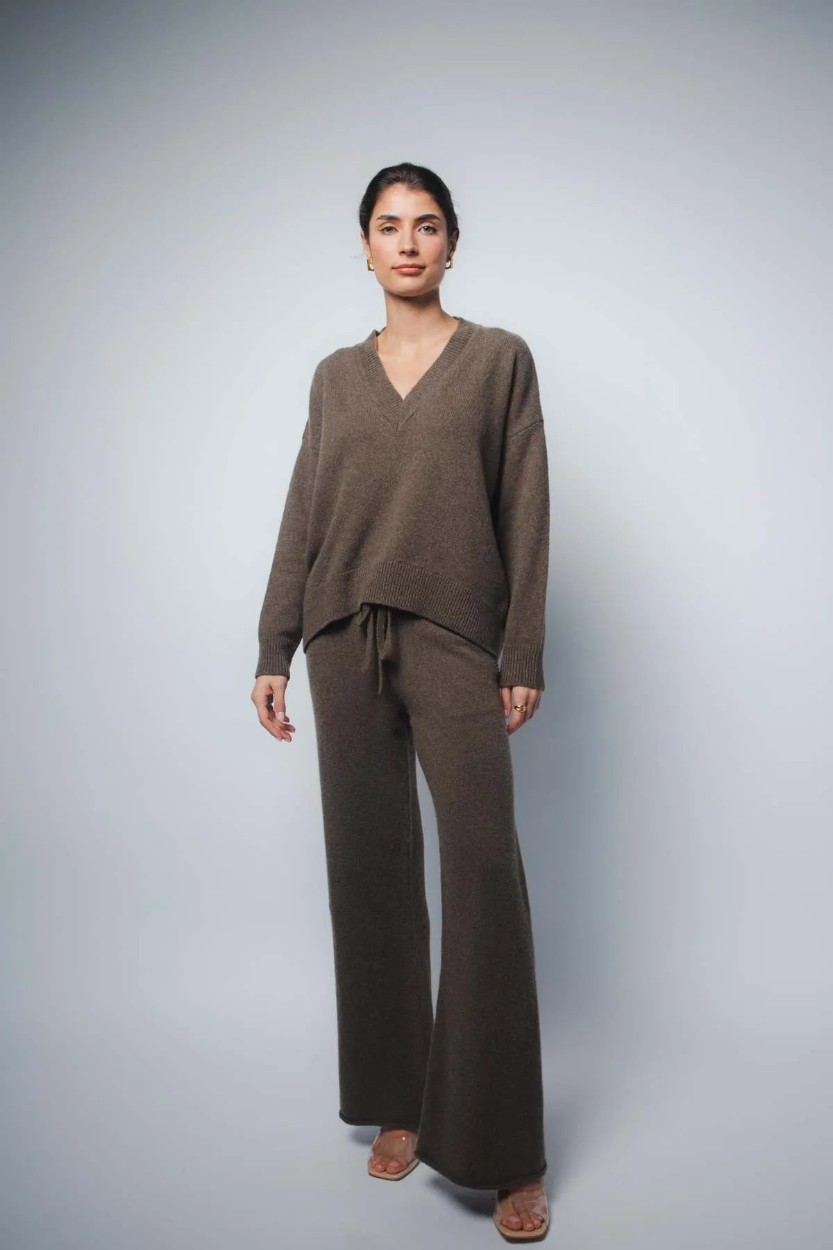 Crista V-neck Cashmere Pullover - Chestnut