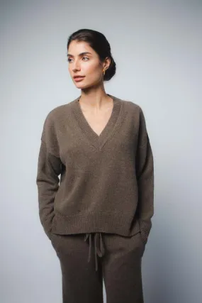 Crista V-neck Cashmere Pullover - Chestnut