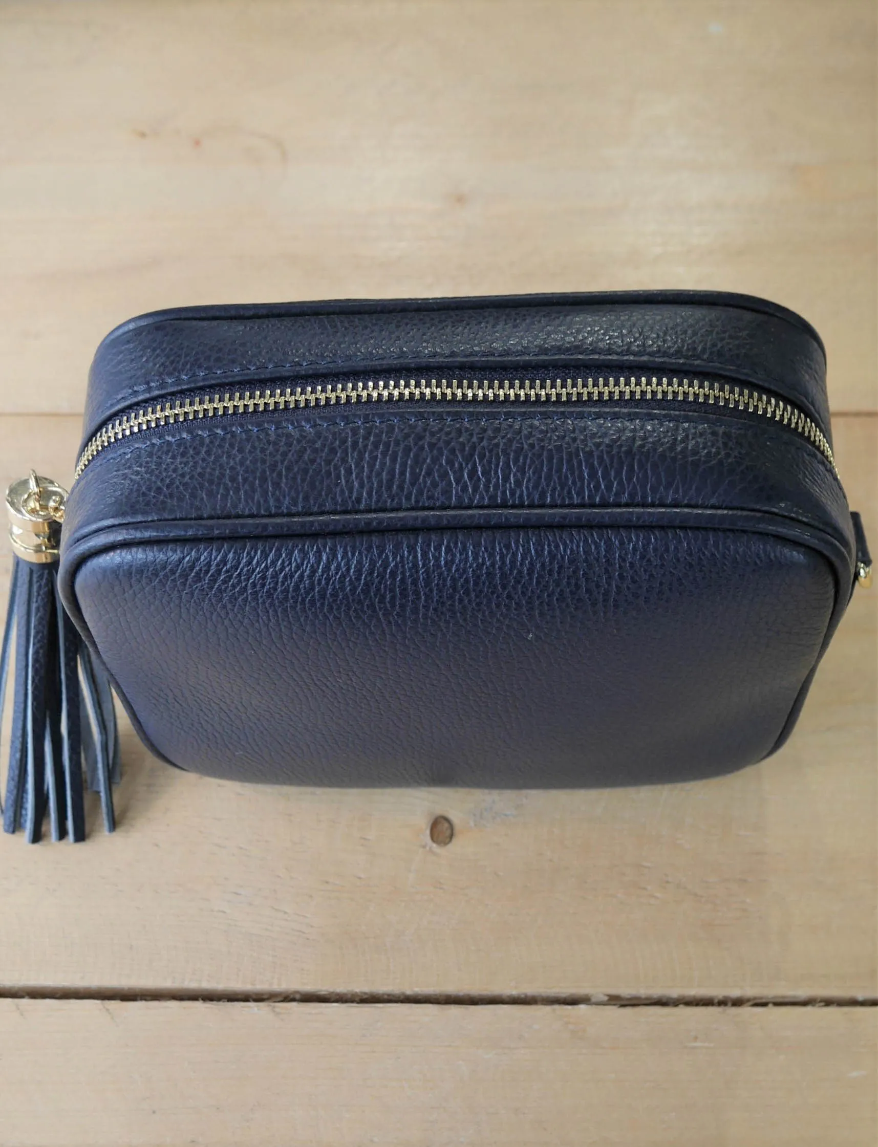 Cross Body Leather Bag Navy