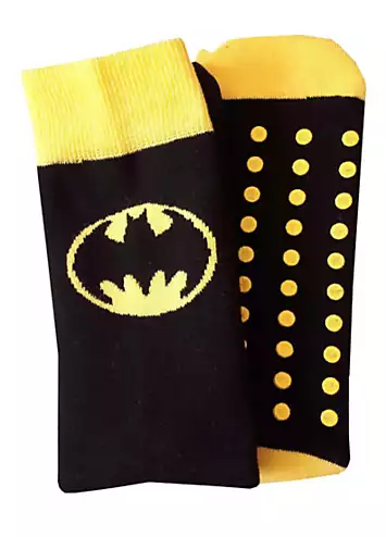 DC Comics Mens 2 Pack Batman & Joker Slipper Sock Set | Kaleidoscope