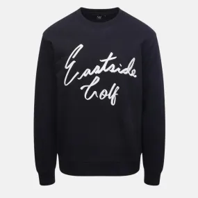 Eastside Golf Core Black Script Logo Fleece Crew