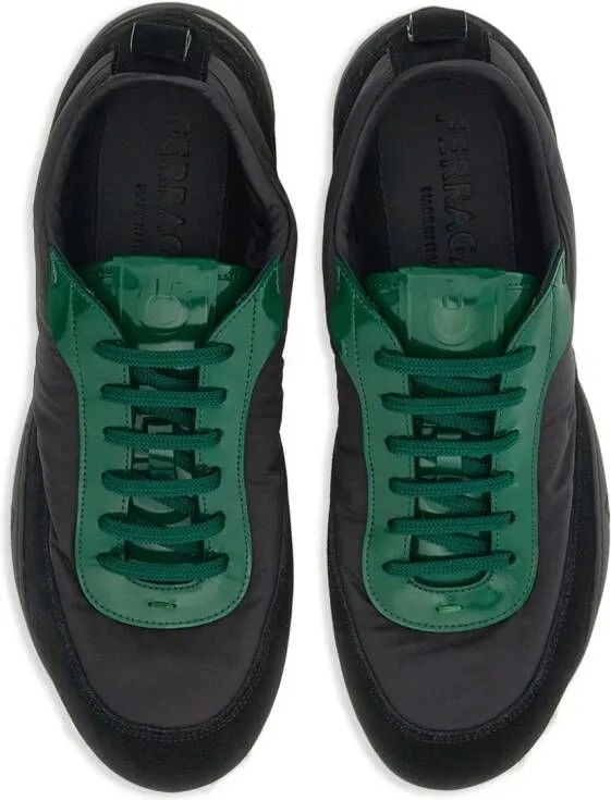 Ferragamo leather-trim lace-up sneakers Black