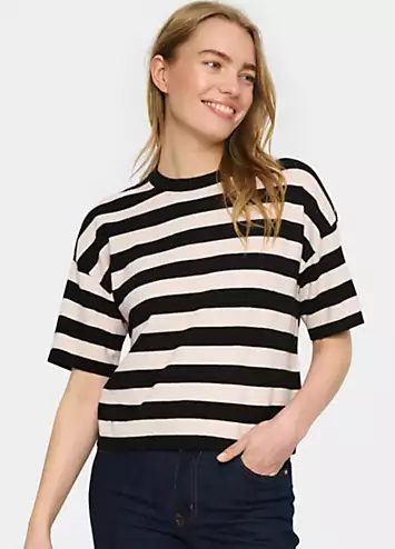 Fikam Short Sleeve Striped Pullover by Saint Tropez | Look Again