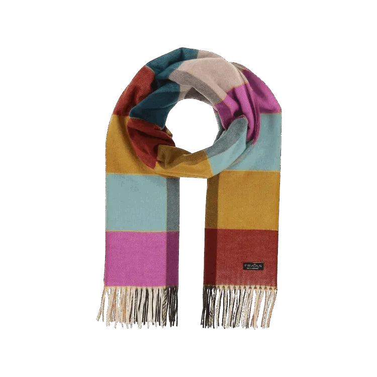 Fraas Colourful Chequered Cashmink Scarf