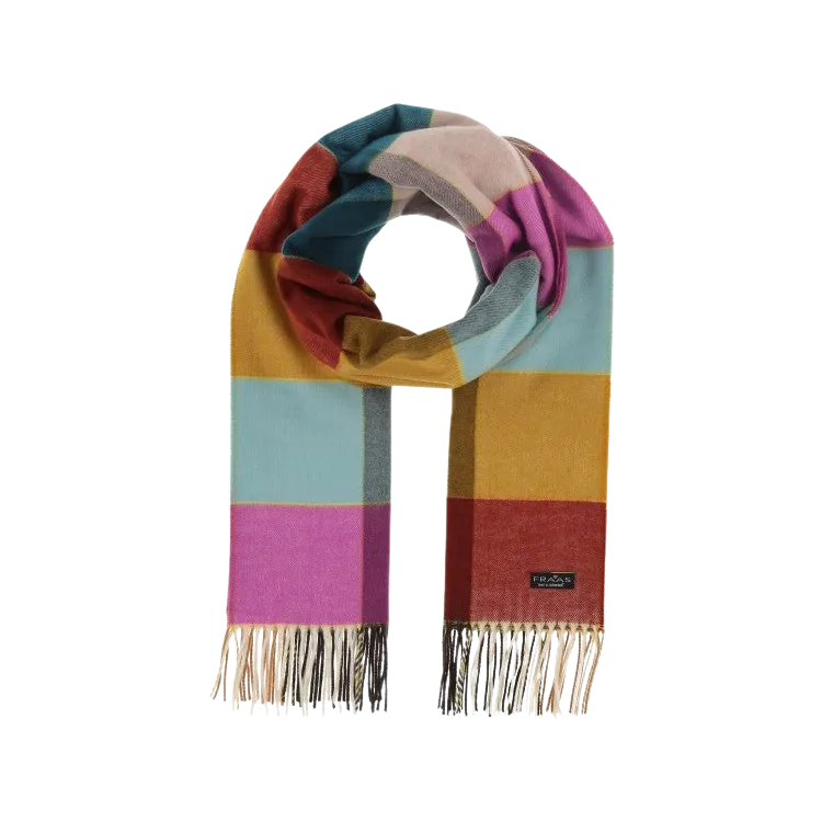 Fraas Colourful Chequered Cashmink Scarf