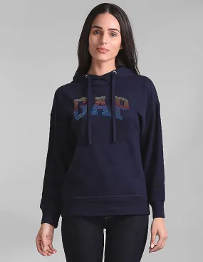 GAP Women Blue Studded Logo Hoodie