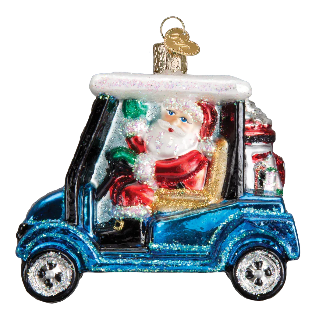 Golf Cart Santa Ornament