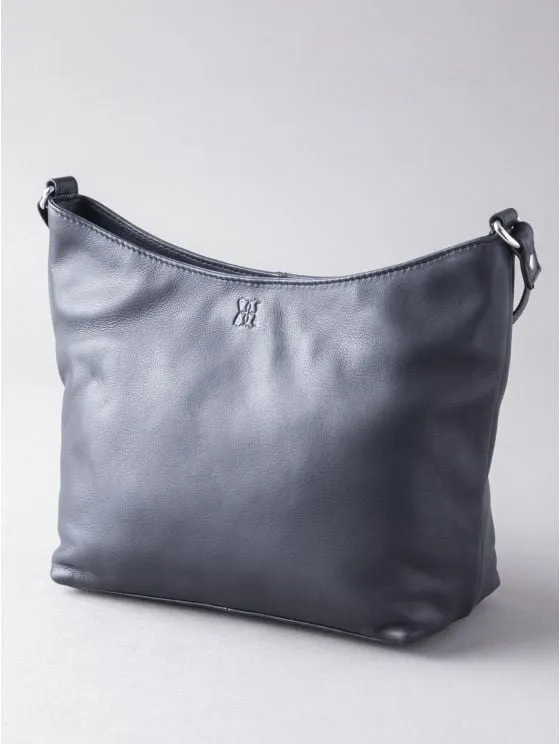 Grasmere Leather Cross Body Bag in Navy