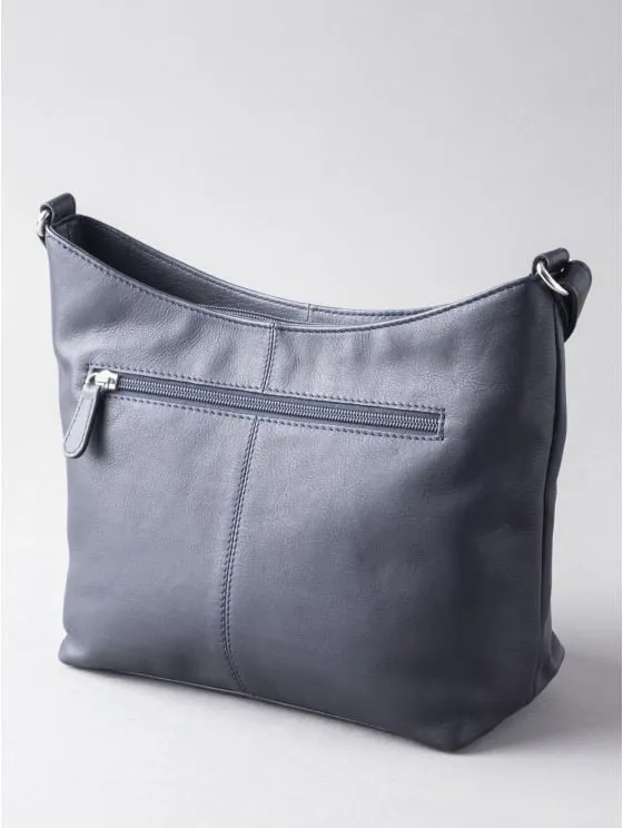 Grasmere Leather Cross Body Bag in Navy