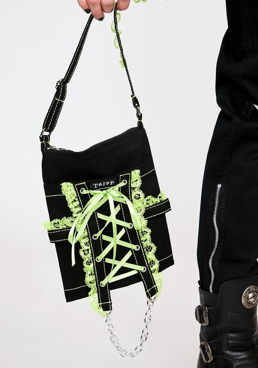 Green Lace Cross Body Bag-