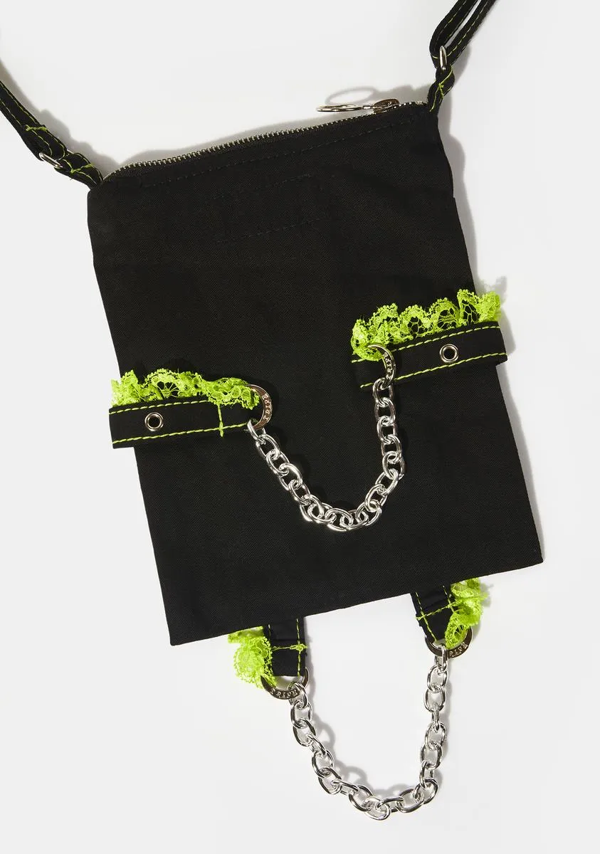 Green Lace Cross Body Bag-