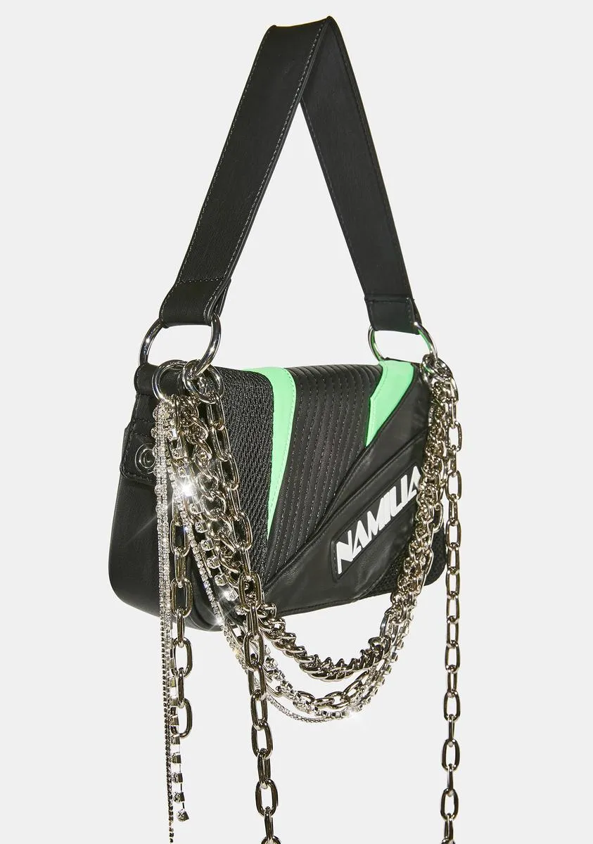 Green Moto Shoulder Bag-