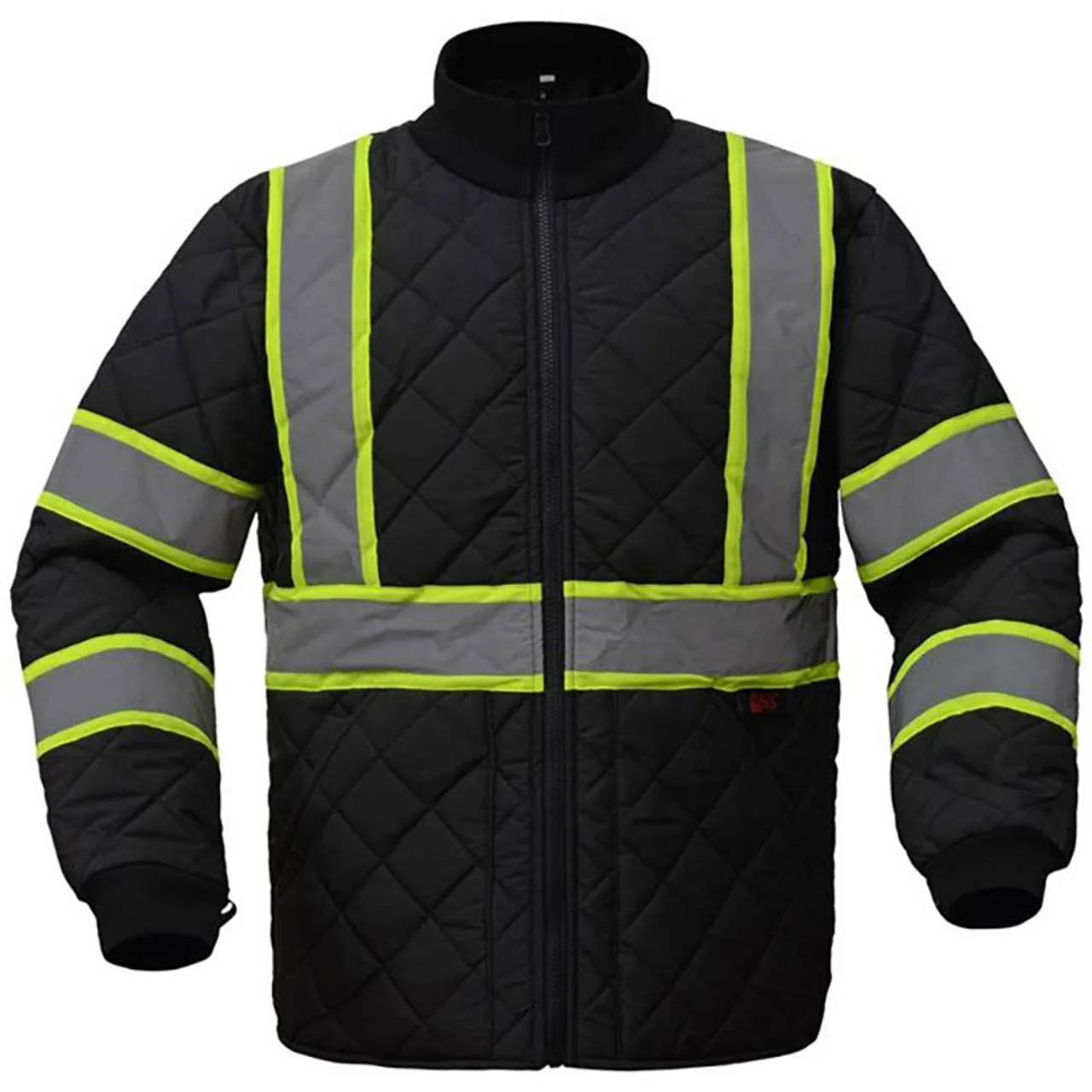 GSS Enhanced Visibility Black Two-Tone Trim Quilted Jacket 8009