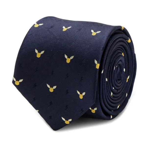 Harry Potter Golden Snitch Dot Print Silk Tie