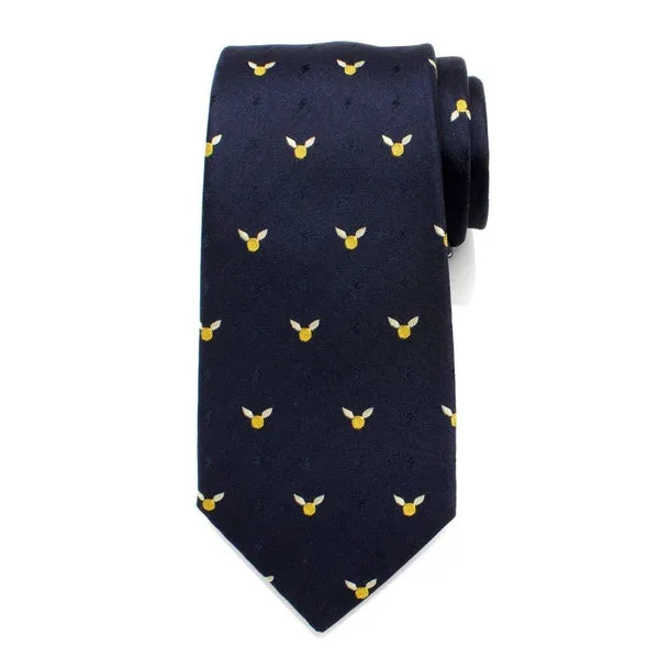 Harry Potter Golden Snitch Dot Print Silk Tie