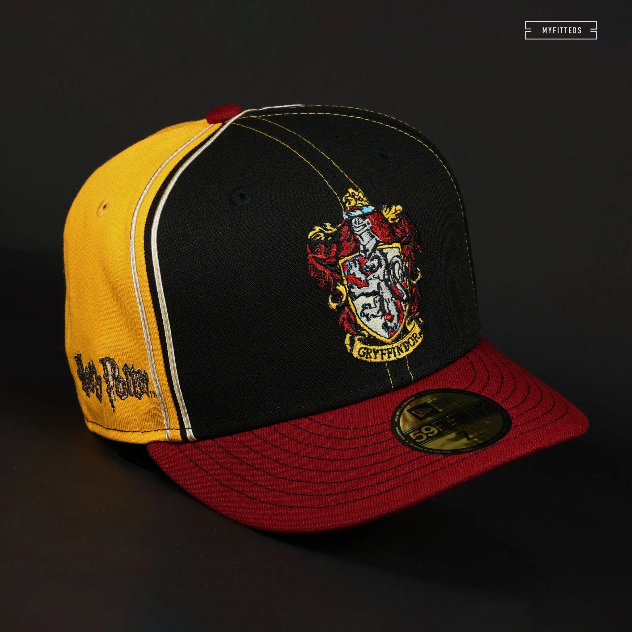 HARRY POTTER HOGWARTS HOUSE GRYFFINDOR DIAGONAL BLOCK NEW ERA FITTED CAP