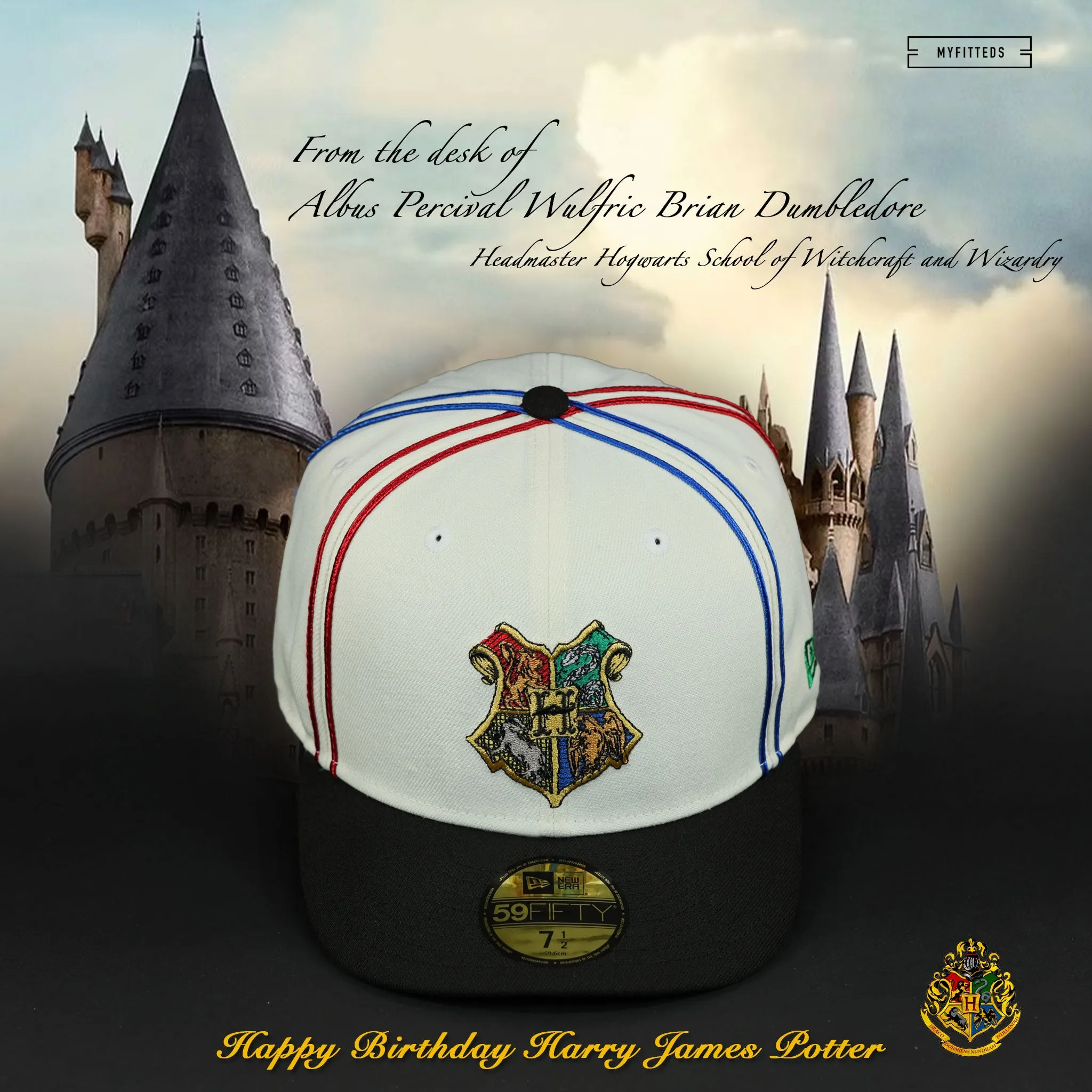 HARRY POTTER HOGWARTS SCHOOL OF WITCHCRAFT AND WIZARDRY NEW ERA FITTED CAP