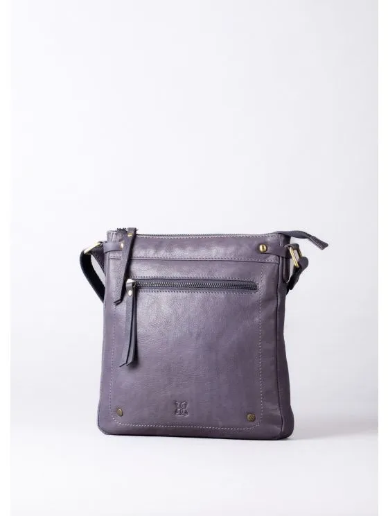 Harstone Large Leather Cross Body Bag in Blue