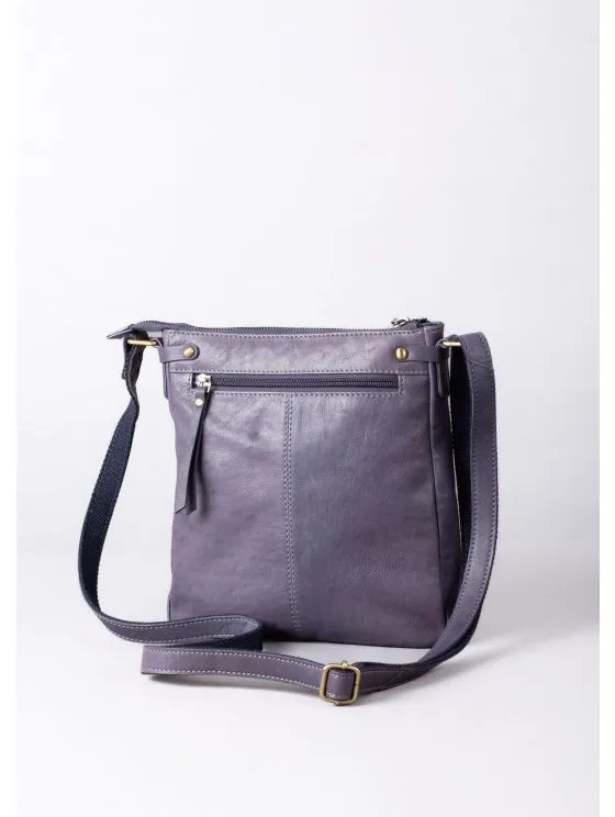 Harstone Large Leather Cross Body Bag in Blue