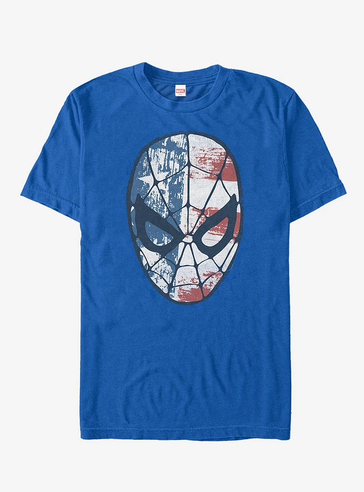 Hot Topic Marvel 4th of July Spider-Man American Flag Mask T-Shirt