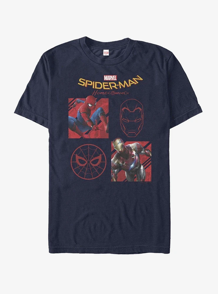 Hot Topic Marvel Spider-Man Homecoming Four Square T-Shirt