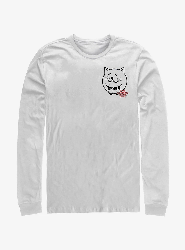 Hot Topic Marvel Spider-Man: Into The Spider-Verse Cat Sticker Pocket Japanese Text Long-Sleeve T-Shirt