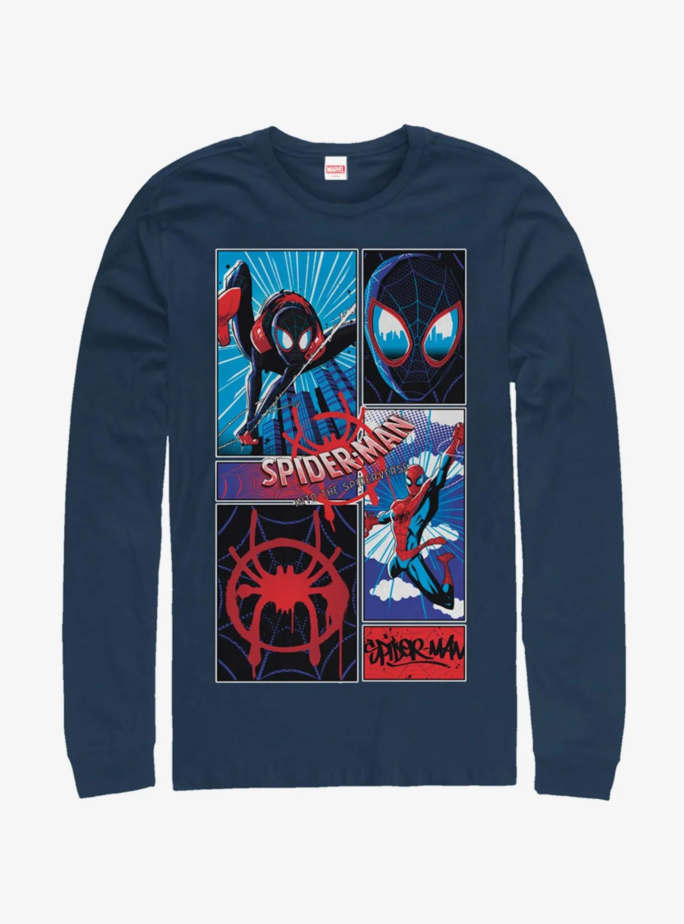 Hot Topic Marvel Spider-Man: Into The Spider-Verse Comic Spiders Long-Sleeve T-Shirt