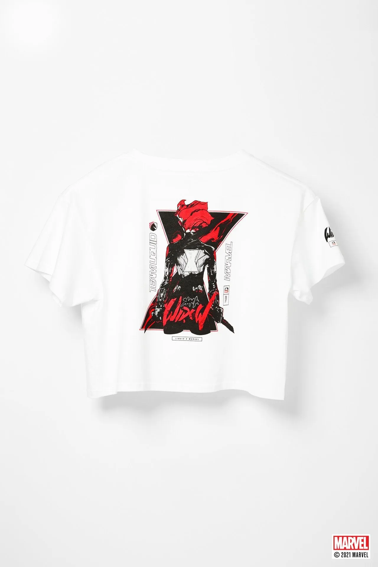 LIQUID x MARVEL BLACK WIDOW CROP TEE