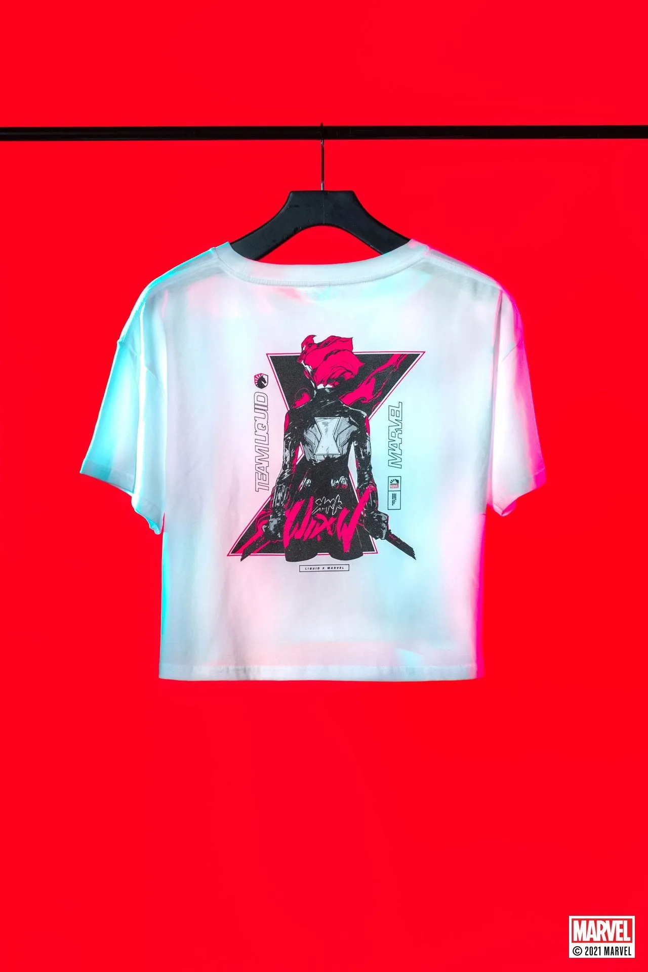 LIQUID x MARVEL BLACK WIDOW CROP TEE