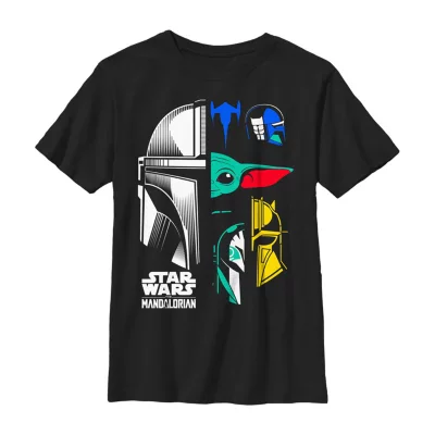 Little & Big Boys Mandalorian Crew Neck Short Sleeve Star Wars Graphic T-Shirt