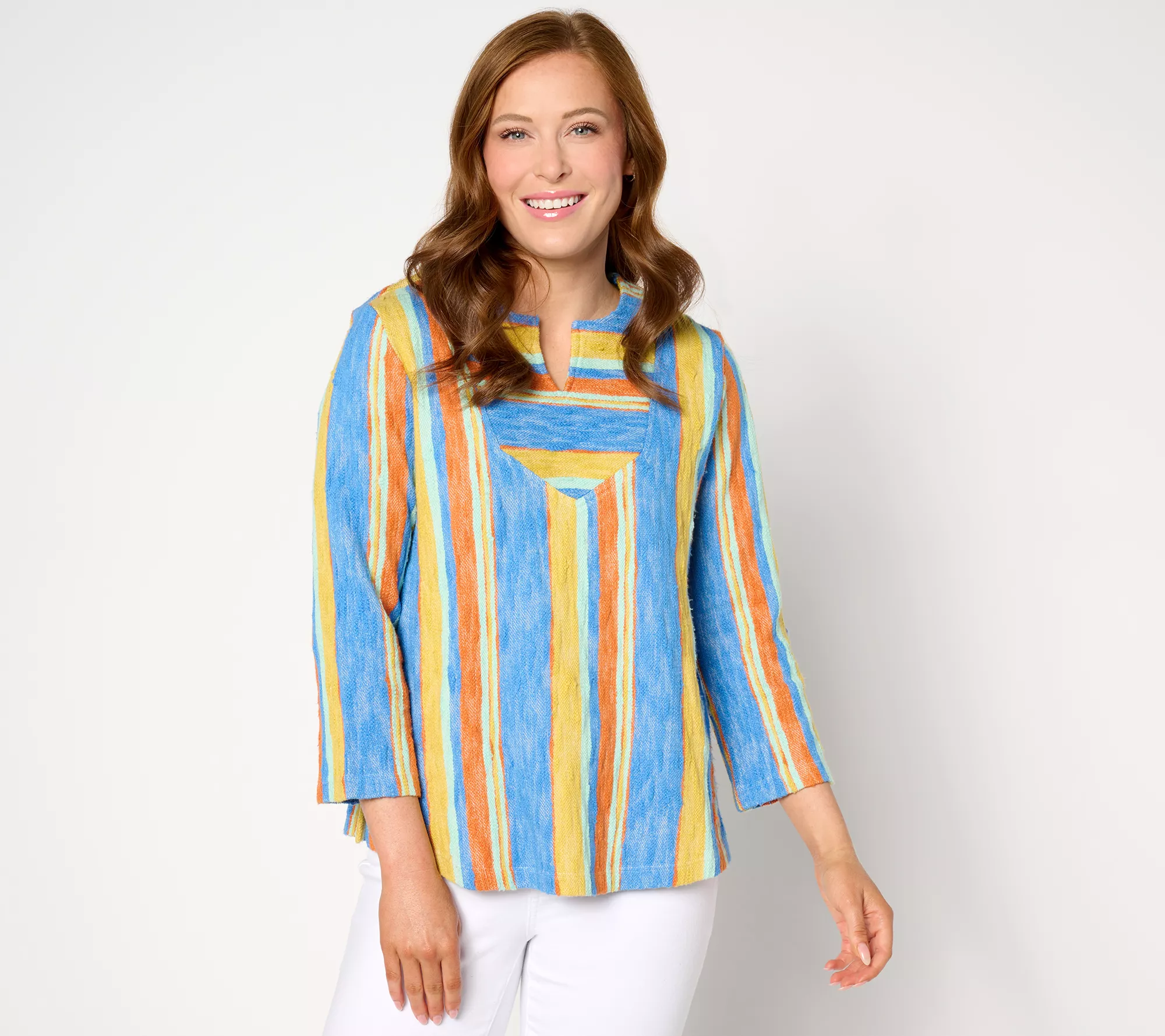 LOGO by Lori Goldstein Beach to Street Striped Pullover