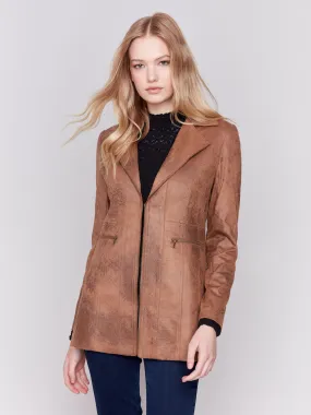 Long Vintage Faux Suede Jacket - Truffle