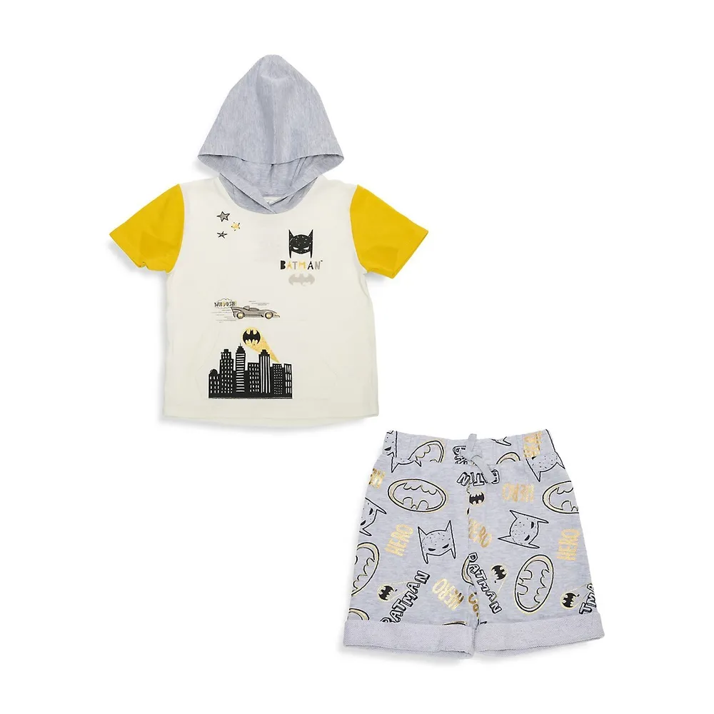 Mad Engine Little Boy's DC Comics Batman 2-Piece Hoodie and Shorts Set