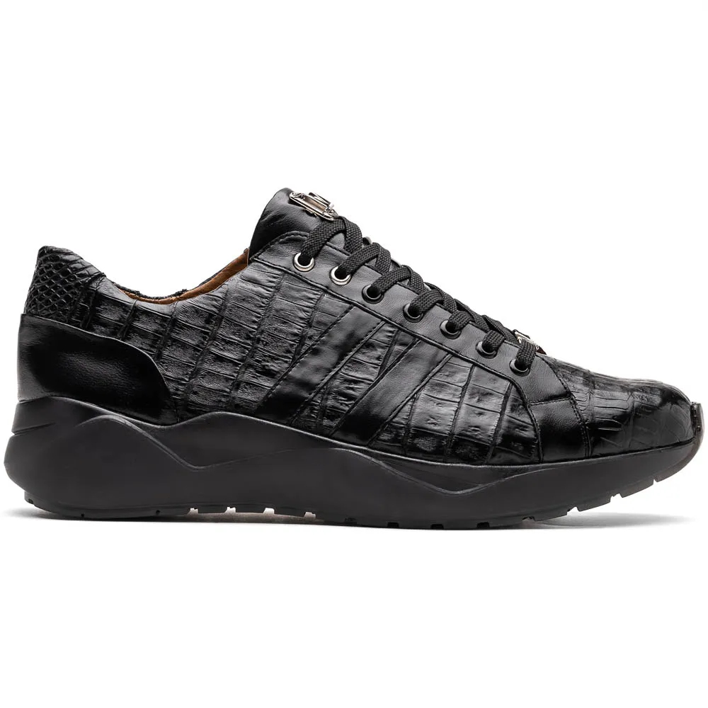 Marco Di Milano Nino Caiman Crocodile Sneakers Black