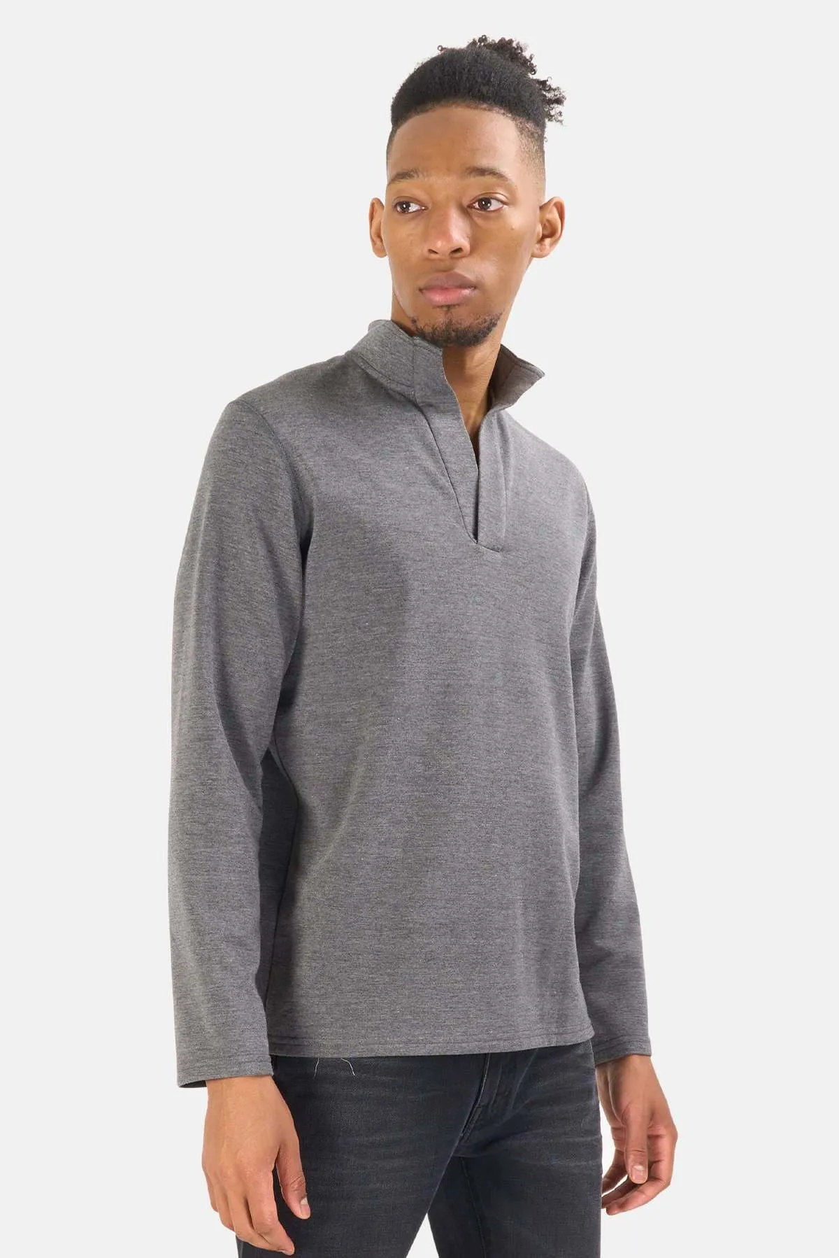 Mason Pop Collar Pullover - Dark Grey Heather