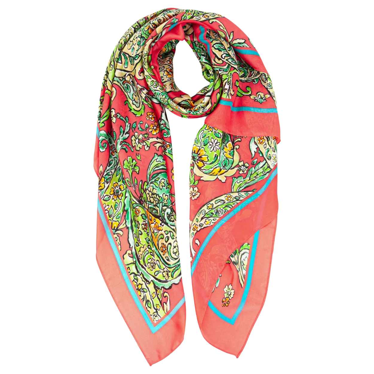 Miss Shorthair Silk Textured Paisley Print Scarf