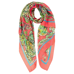 Miss Shorthair Silk Textured Paisley Print Scarf