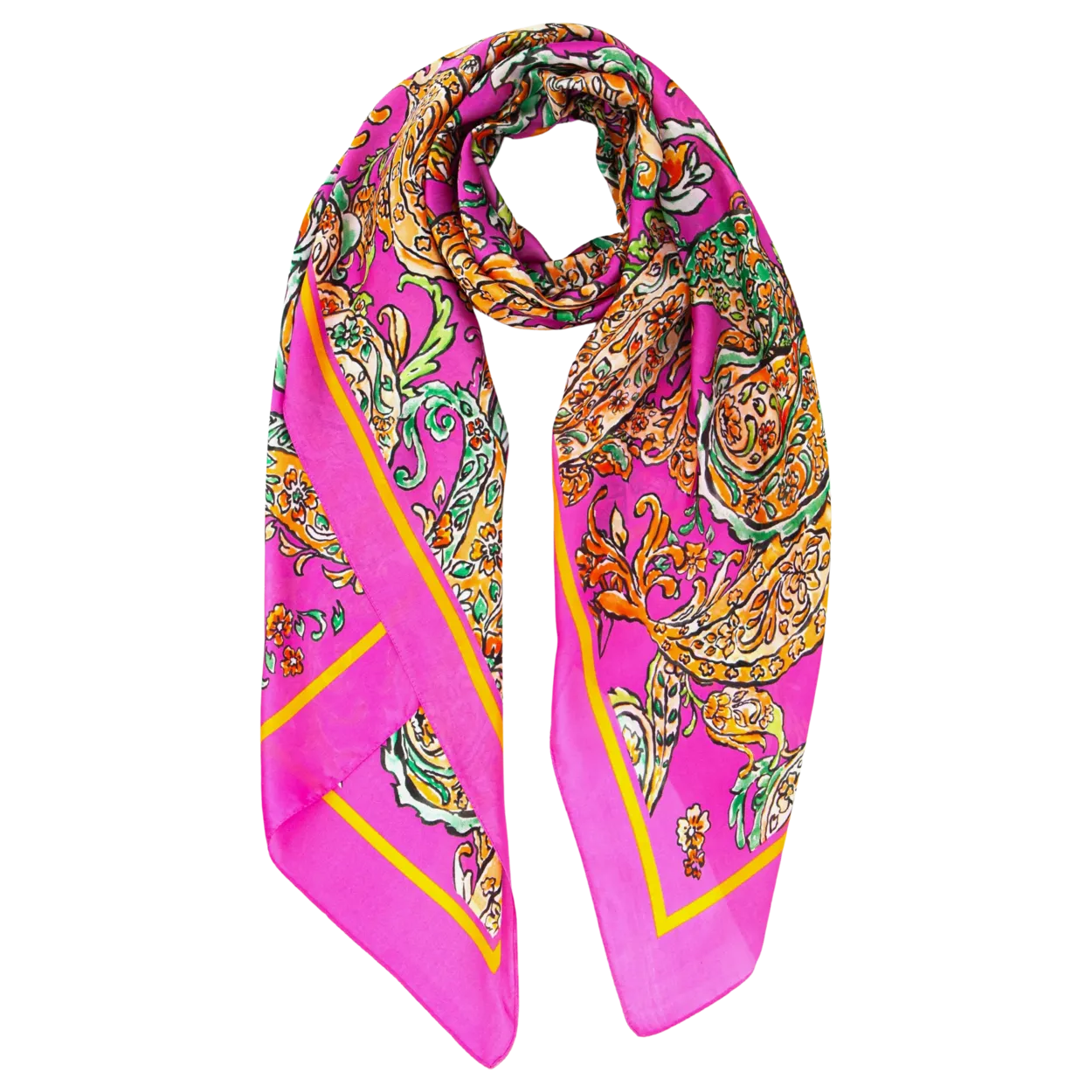 Miss Shorthair Silk Textured Paisley Print Scarf