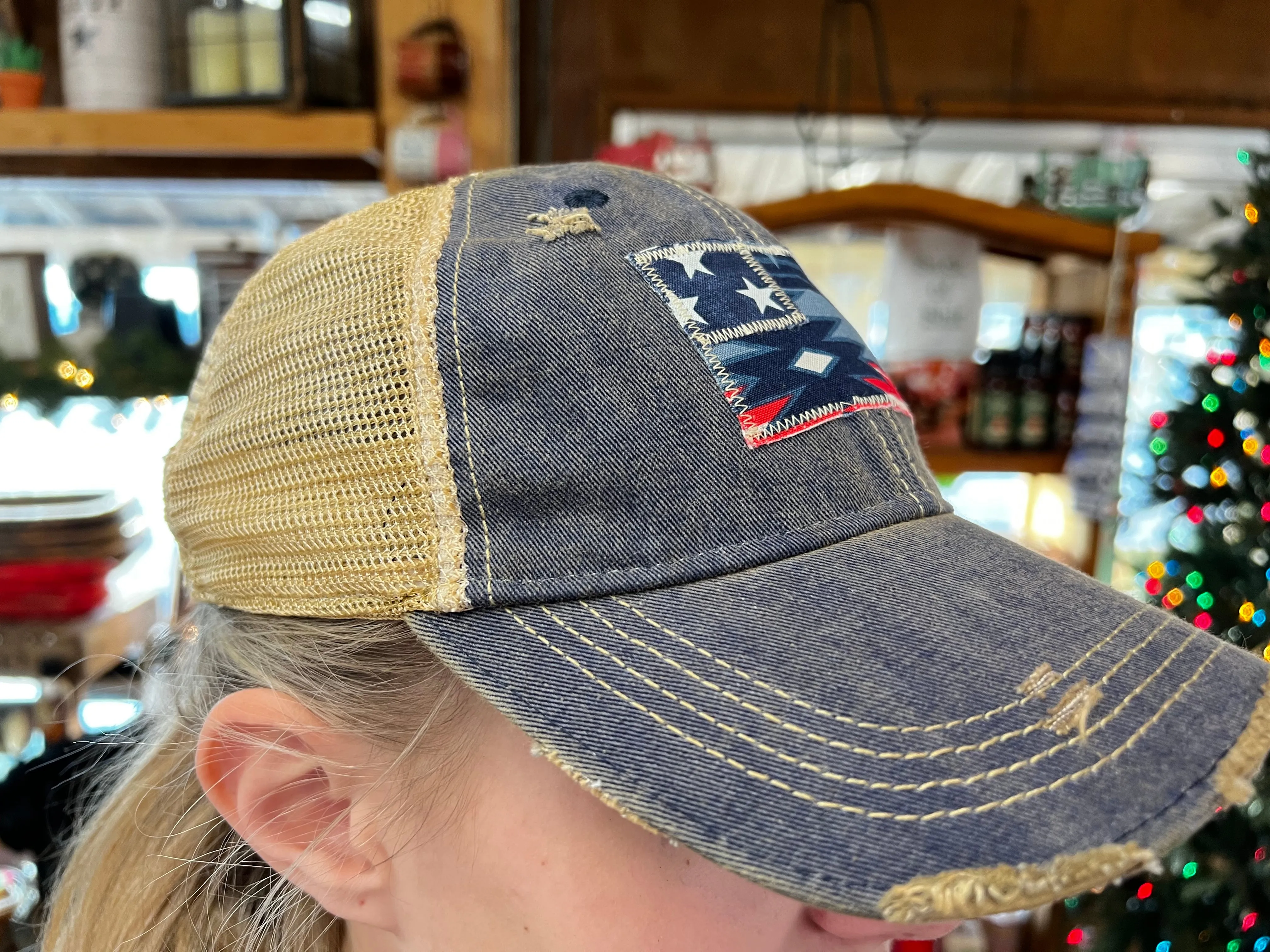 Navy Americana Aztec Cap