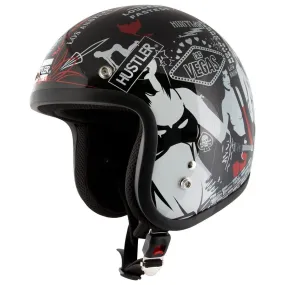 Outlaw Helmets HT50 Hustler Glossy Black Vegas Motorcycle Open Face Helmet for Men & Women DOT Approved - Adult Unisex Open Face