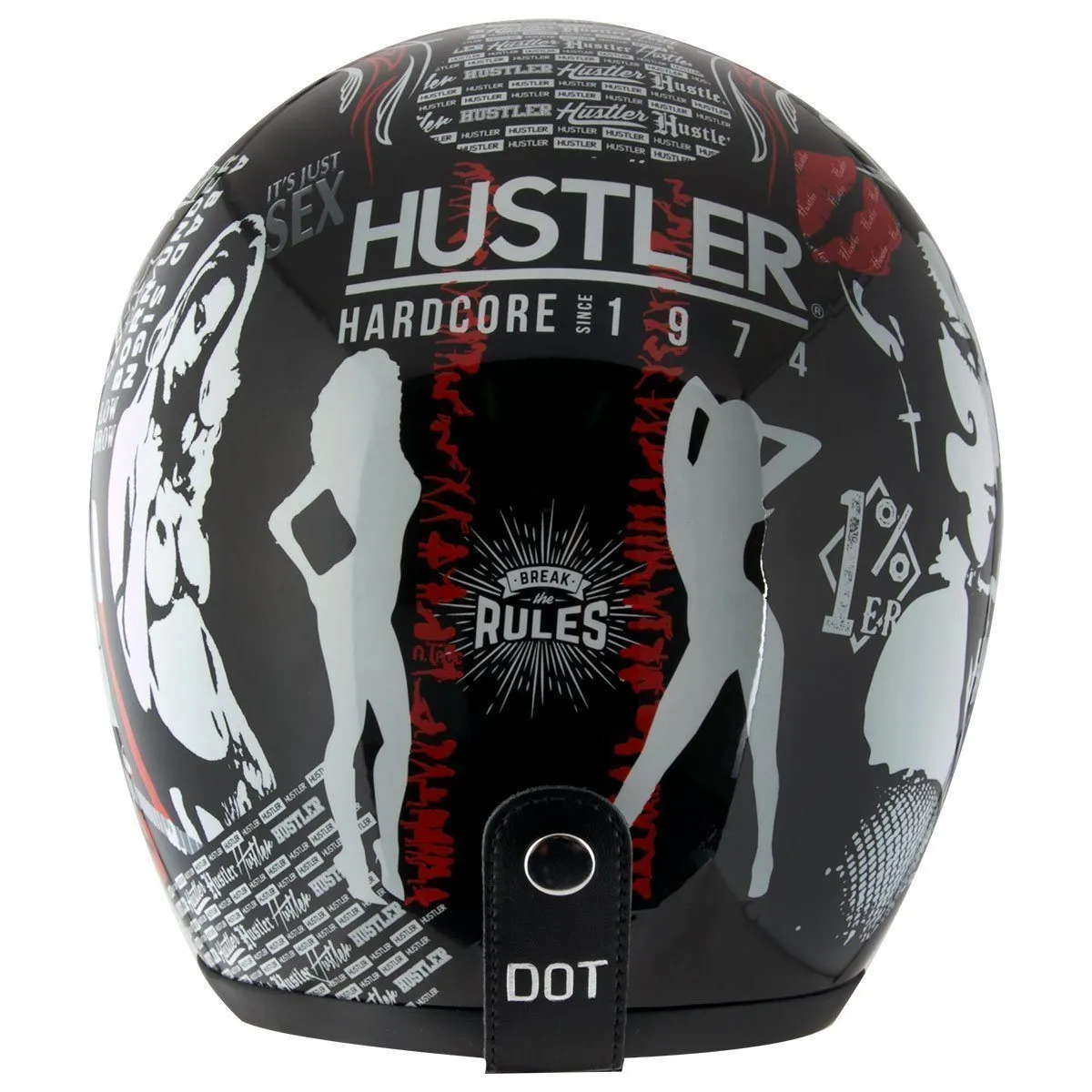 Outlaw Helmets HT50 Hustler Glossy Black Vegas Motorcycle Open Face Helmet for Men & Women DOT Approved - Adult Unisex Open Face