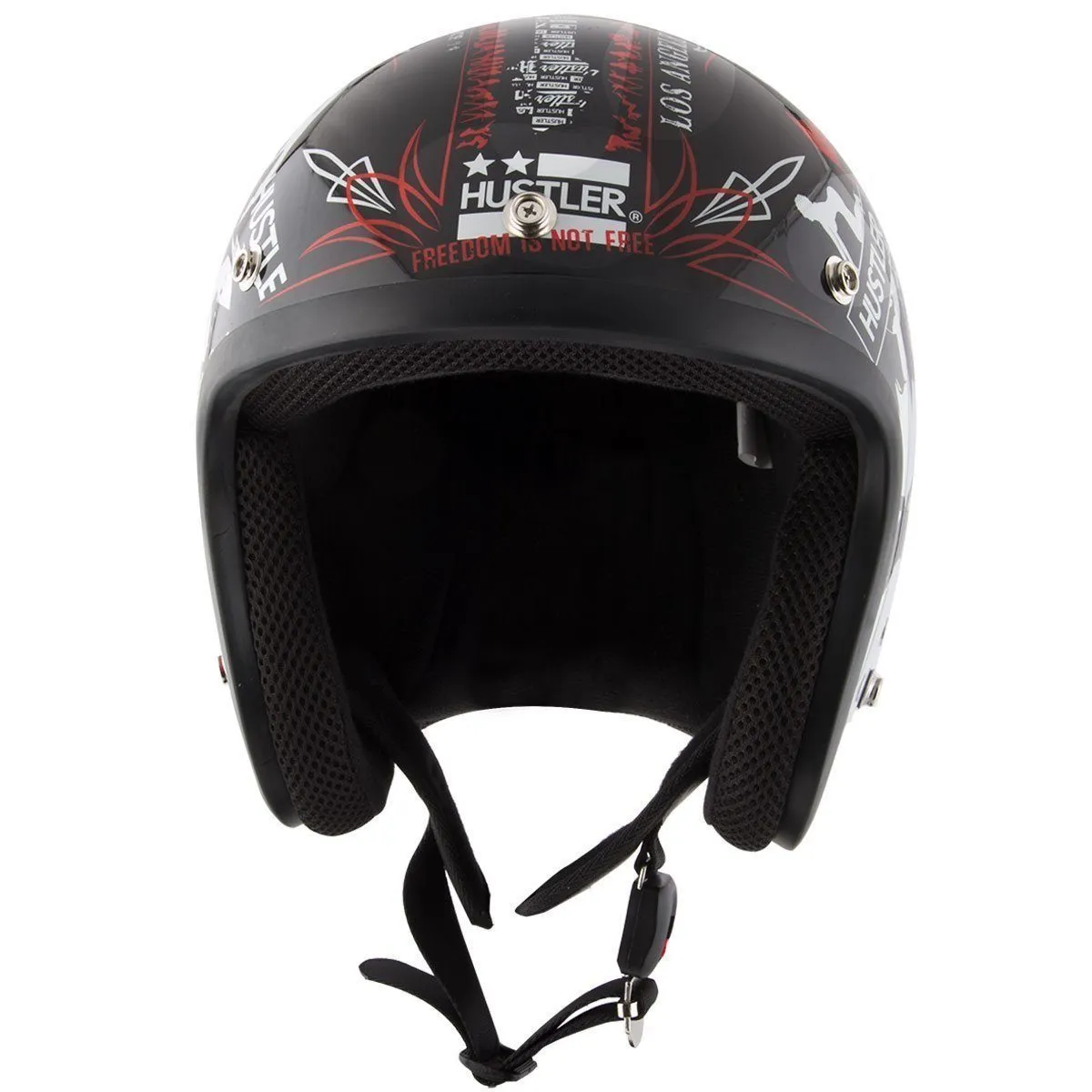 Outlaw Helmets HT50 Hustler Glossy Black Vegas Motorcycle Open Face Helmet for Men & Women DOT Approved - Adult Unisex Open Face