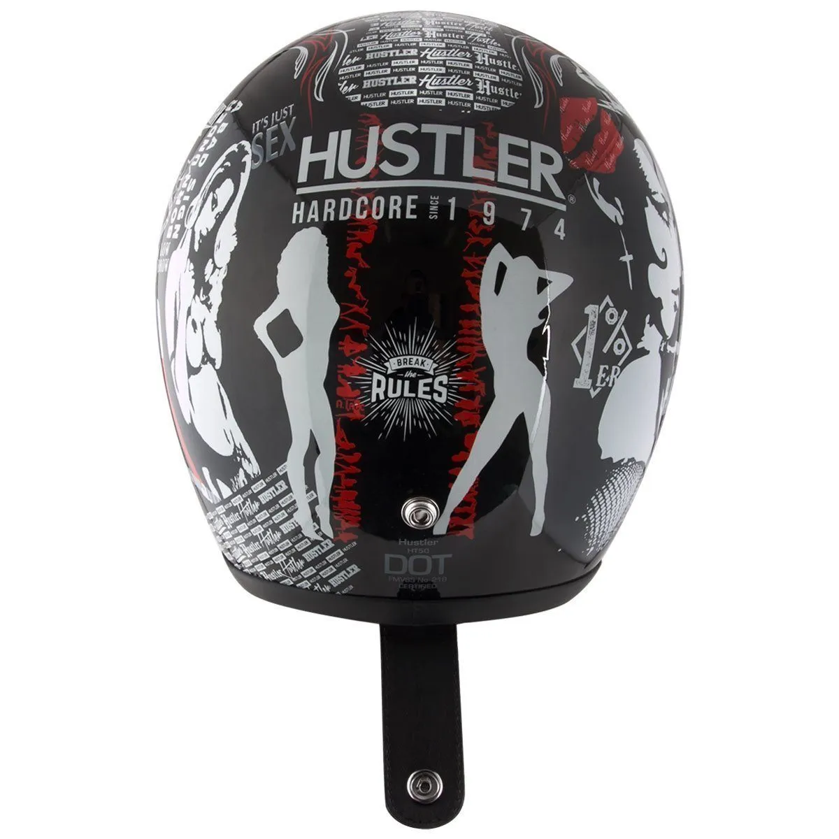 Outlaw Helmets HT50 Hustler Glossy Black Vegas Motorcycle Open Face Helmet for Men & Women DOT Approved - Adult Unisex Open Face