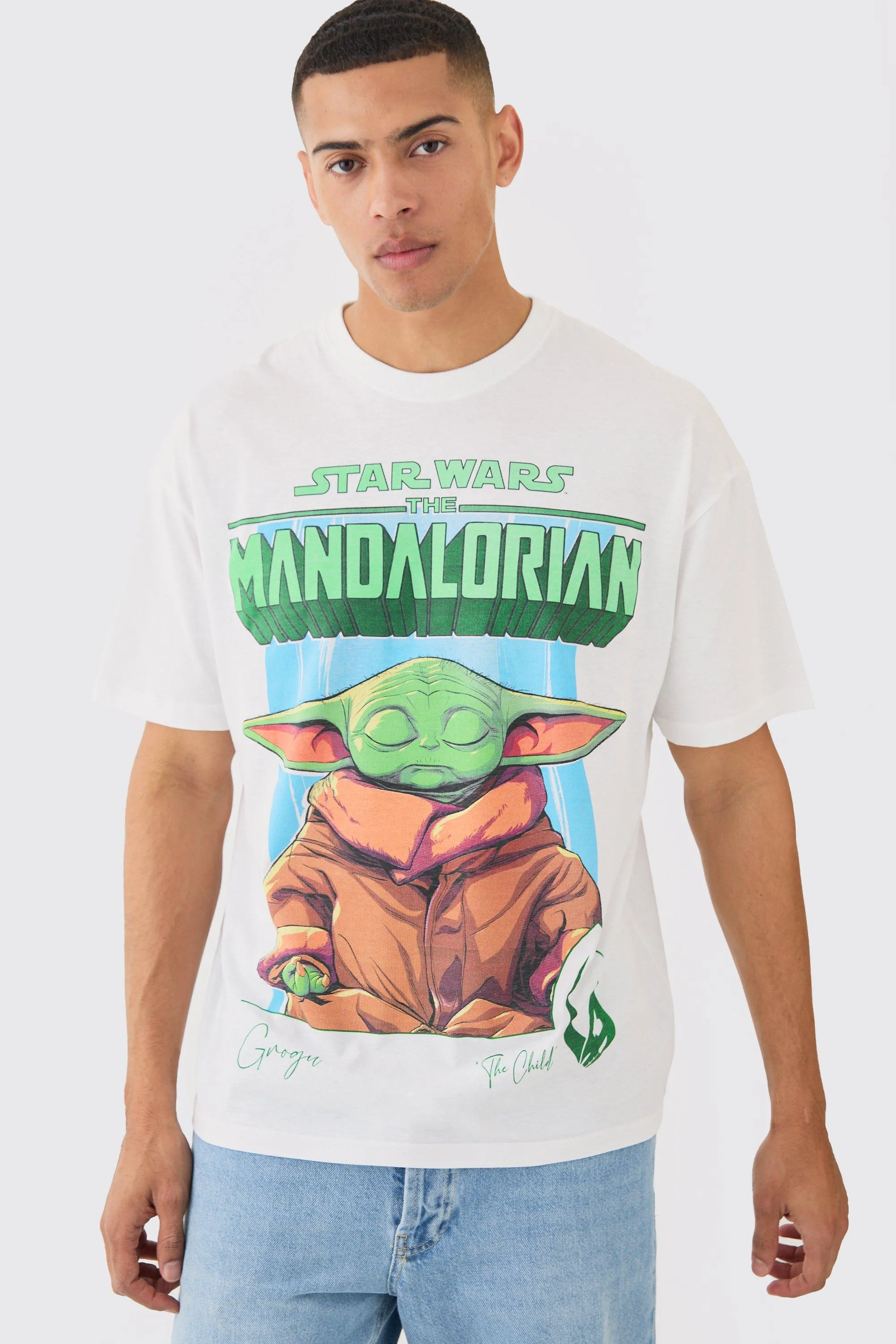 Oversized Star Wars Grogu Mandalorian License T-shirt | boohooMAN UK