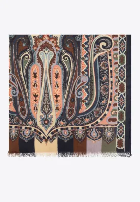 Paisley Print Cashmere-Blend Scarf